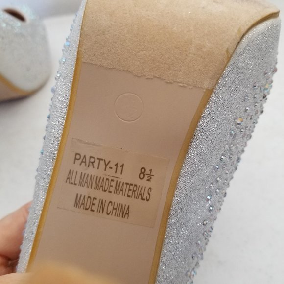 DoDie Silver Rhinestone Covered Stiletto Pumps 8.5 - Picture 7 of 8